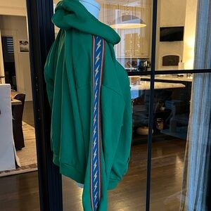 Aviator Nation Green Hoodie with Lightning Bolt Stripe